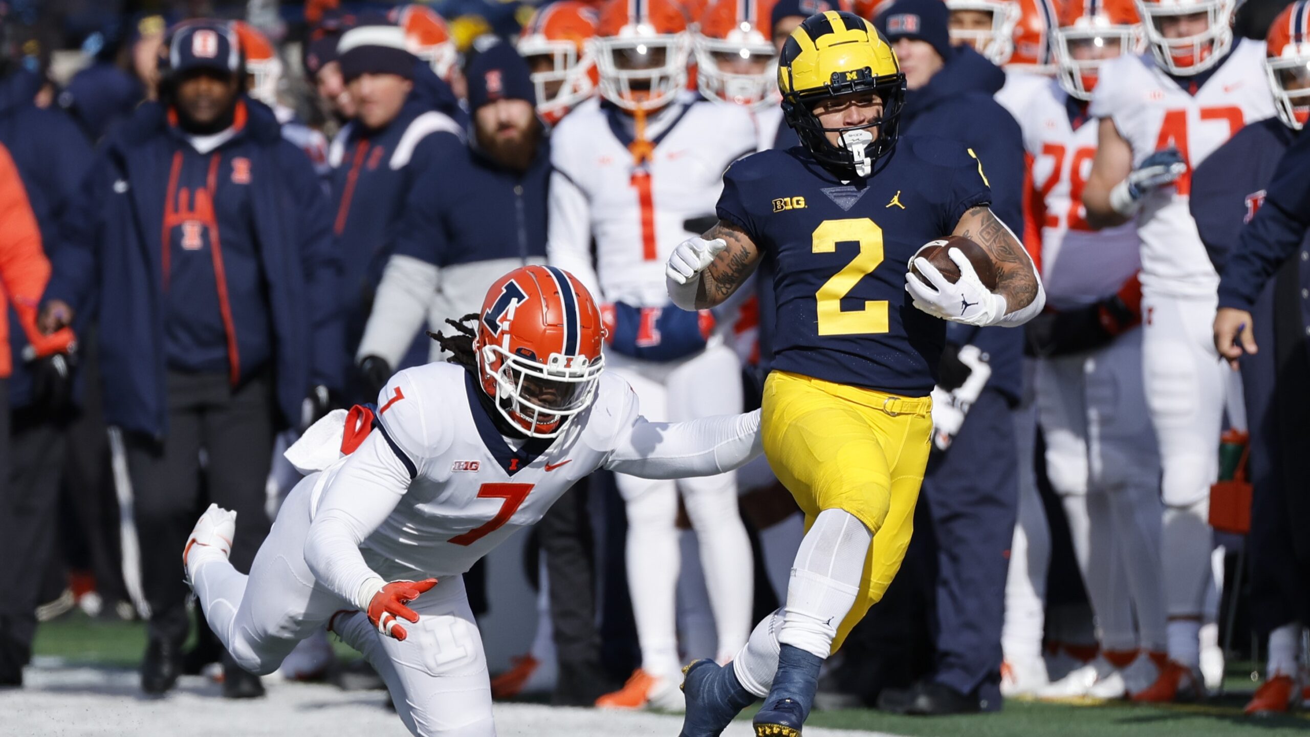 Michigan football running back, Blake Corum, Donovan Edwards, Jim Harbaugh