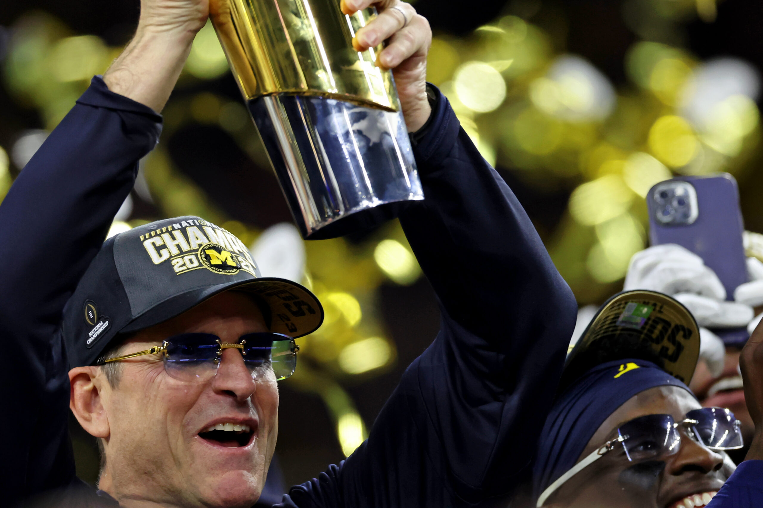 Michigan football coach Jim Harbaugh after the National Championship Game