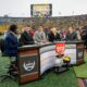 ESPN College GameDay broadcasts from the field prior to the NCAA football game between the Michigan Wolverines and the Ohio State Buckeyes at Michigan Stadium in Ann Arbor on Monday, Nov. 29, 2021. Ohio State Buckeyes At Michigan Wolverines