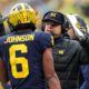 Michigan coach Jim Harbaugh celebrates a play against Indiana with wide receiver Cornelius Johnson during the first half of U-M's 52-7 win over Indiana on Saturday, Oct. 14, 2023, in Ann Arbor.