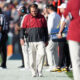 Jan 1, 2024; Pasadena, CA, USA; Alabama Crimson Tide head coach Nick Saban walks the sideline during the first half against the Michigan Wolverines in the 2024 Rose Bowl college football playoff semifinal game at Rose Bowl. Mandatory Credit: Kirby Lee-USA TODAY Sports