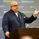 U-M athletic director Warde Manuel speaks during introductory press conference for Dusty May at Junge Family Champions Center in Ann Arbor on Tuesday, March 26, 2024.