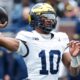 Blue Team quarterback Alex Orji (10) makes a pass against Maize Team during the second half of the spring game at Michigan Stadium in Ann Arbor on Saturday, April 20, 2024.