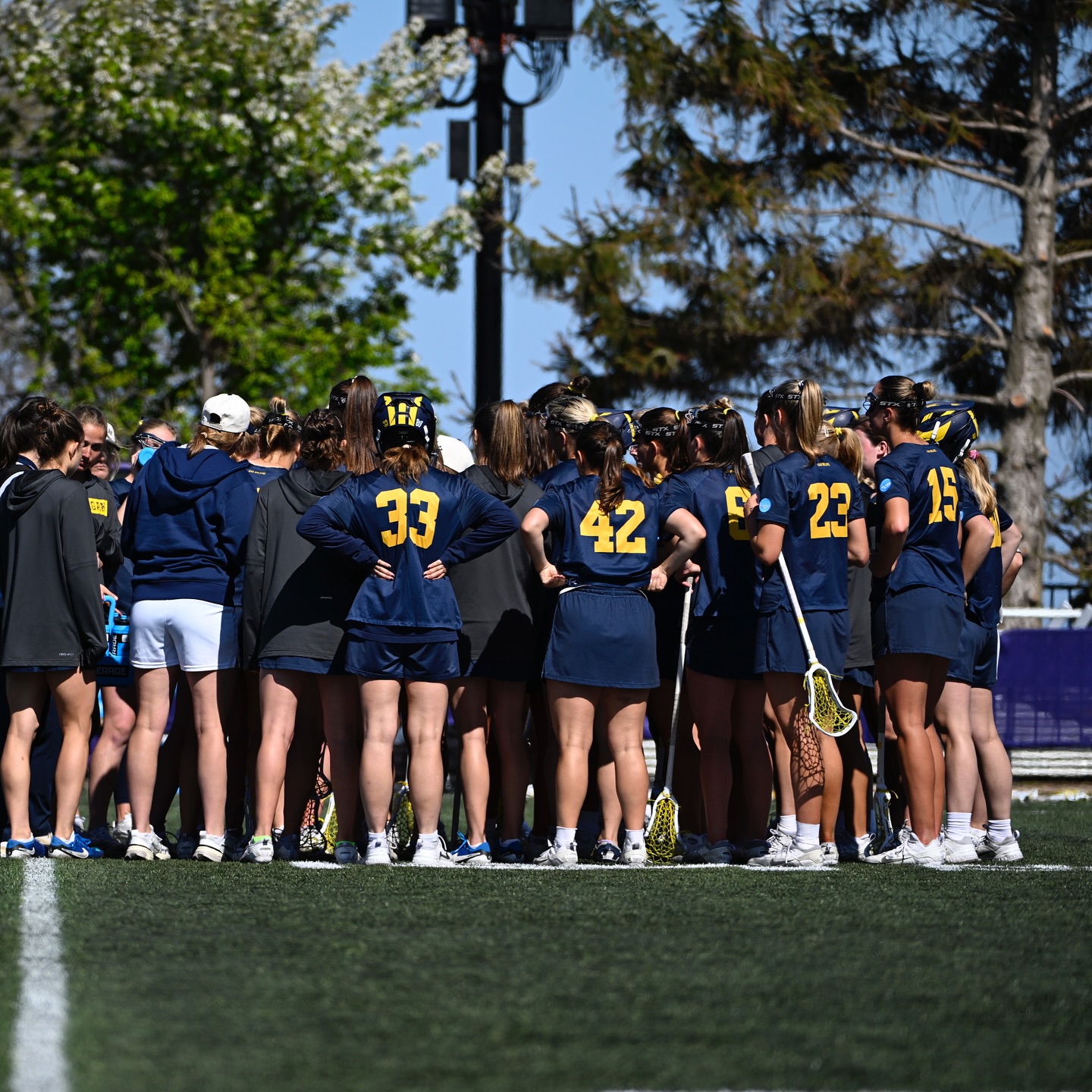 Michigan Women's Lacrosse squad huddled for one last time this season
