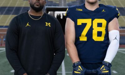 Marky Walbridge posing with Sherrone Moore in the Big House